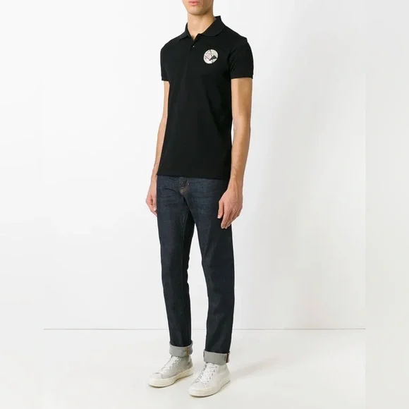 Saint Laurent / Never Say Never Glitter Patch Black Polo - Picture 4 of 6